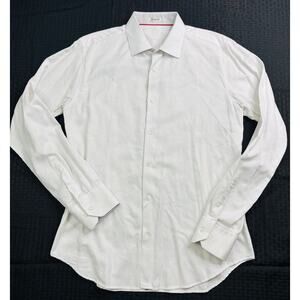Bugatchi Uomo Julian Tonal Jacquard Shirt, Shaped Fit, White, Men's Medium